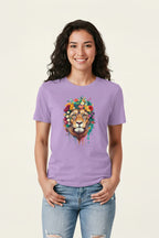 Women's Floral Lion Graphics Printed T-Shirt