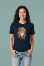 Women's Floral Lion Graphics Printed T-Shirt