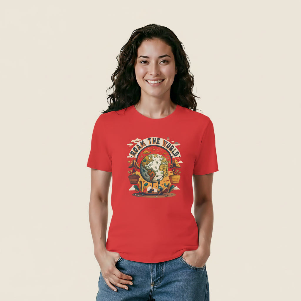 Women's Roam the world Graphics Printed T-Shirt Main image