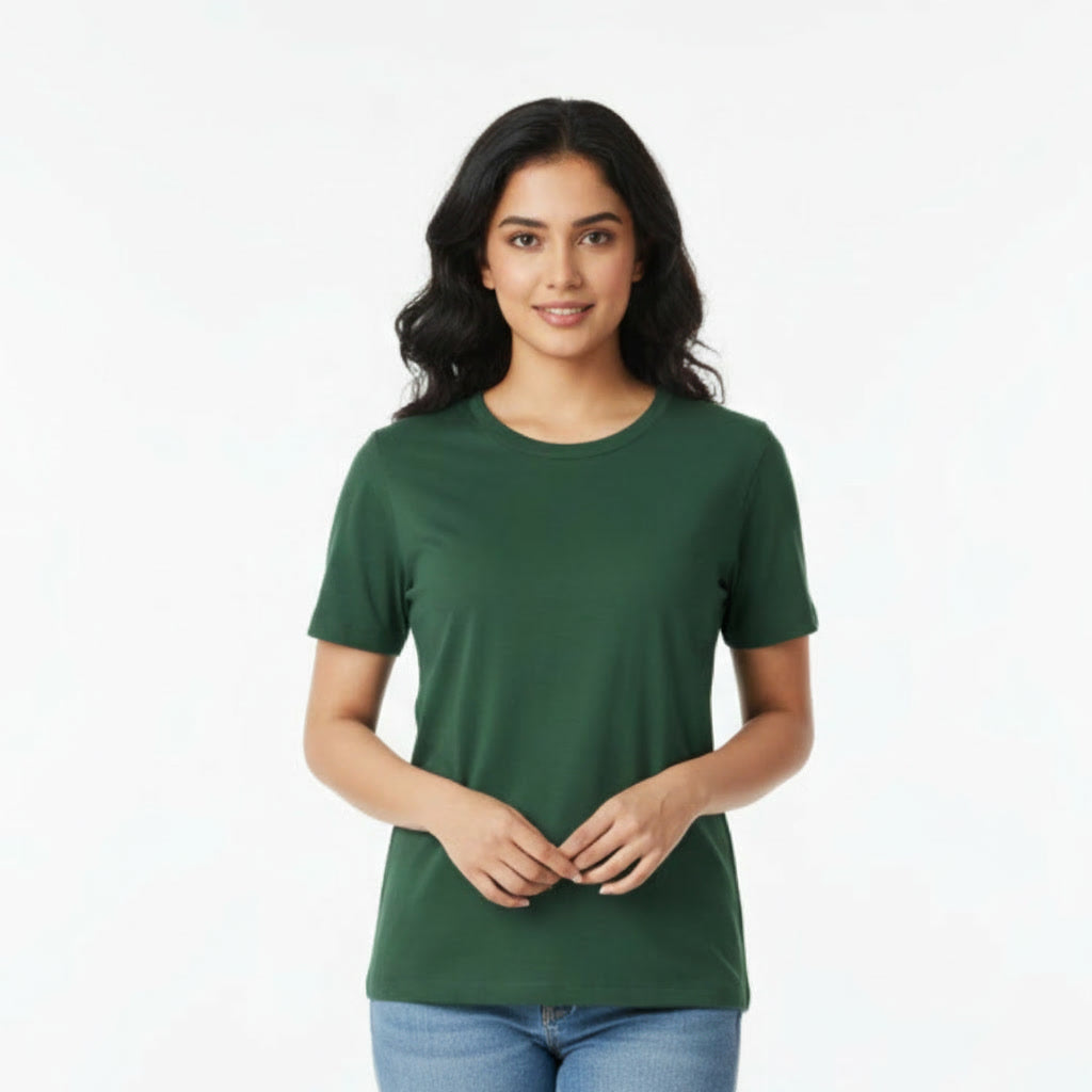 Women's  Half Sleeve Round Neck Plain T-Shirt
