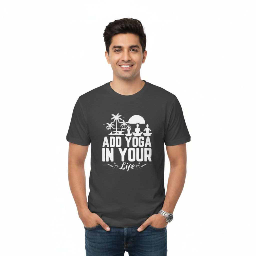 Mens T-Shirt ADD YOGA IN YOUR LIFE Graphic Print