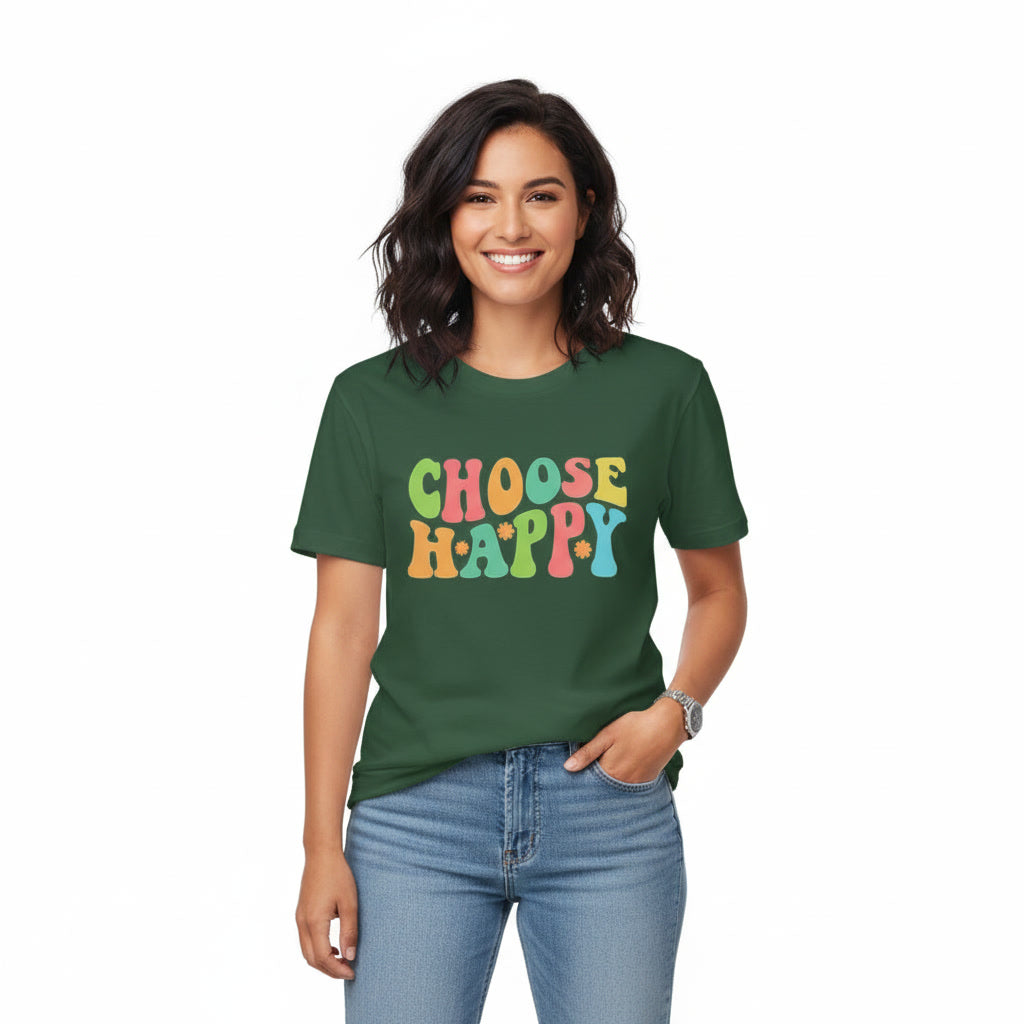 Women T-Shirt CHOOSE HAPPY Quote Print