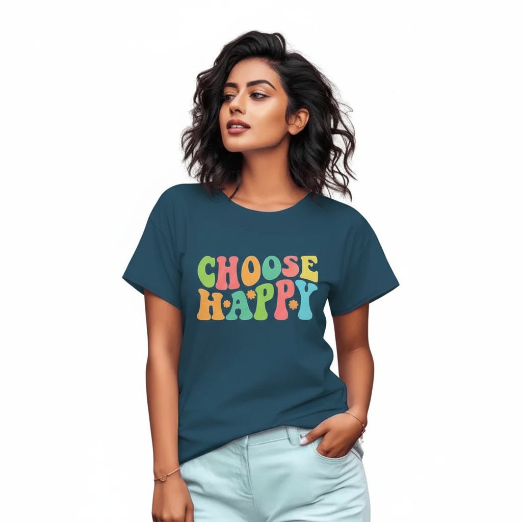 Women T-Shirt CHOOSE HAPPY Quote Print Secondary image