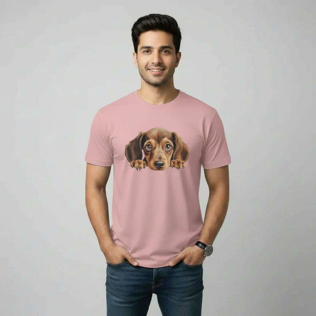 Men's T-Shirt Peeping Dog Graphic Print