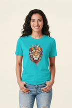 Women's Floral Lion Graphics Printed T-Shirt