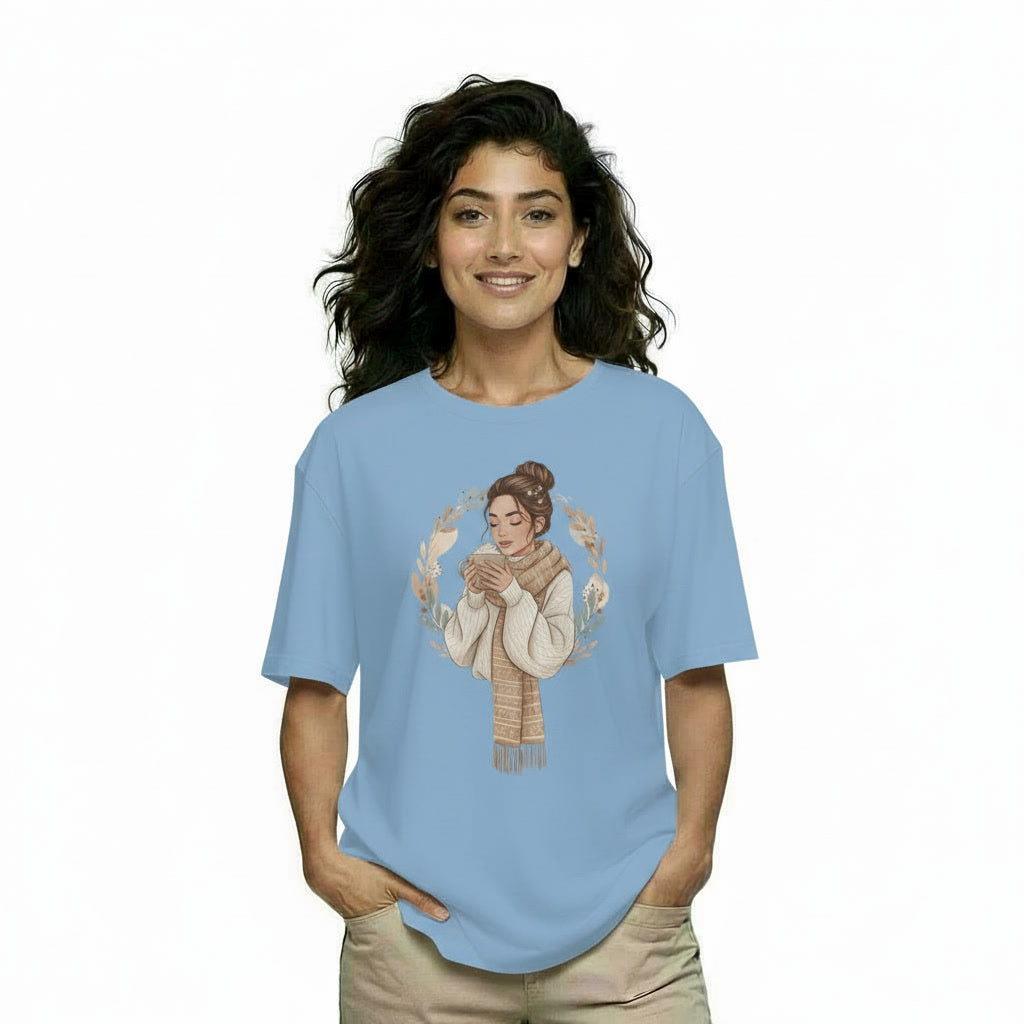 Women's Oversize Printed T shirt Cup of Calm