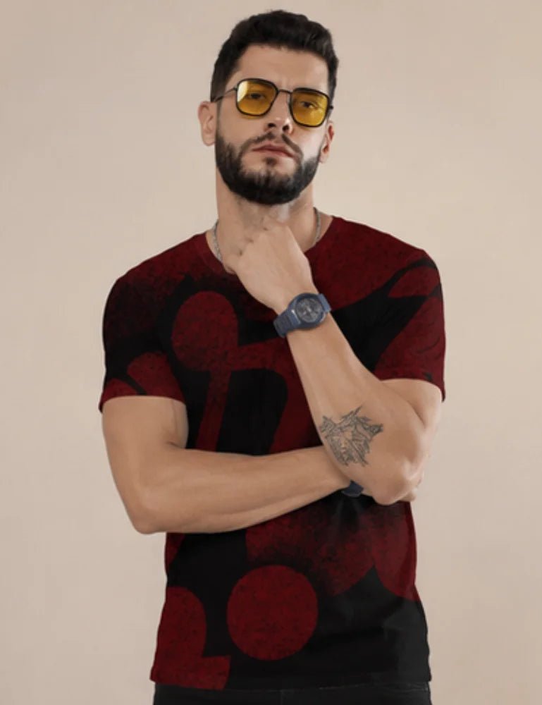 Men Printed Regular T-shirt_artist_black and red_1_creativeya