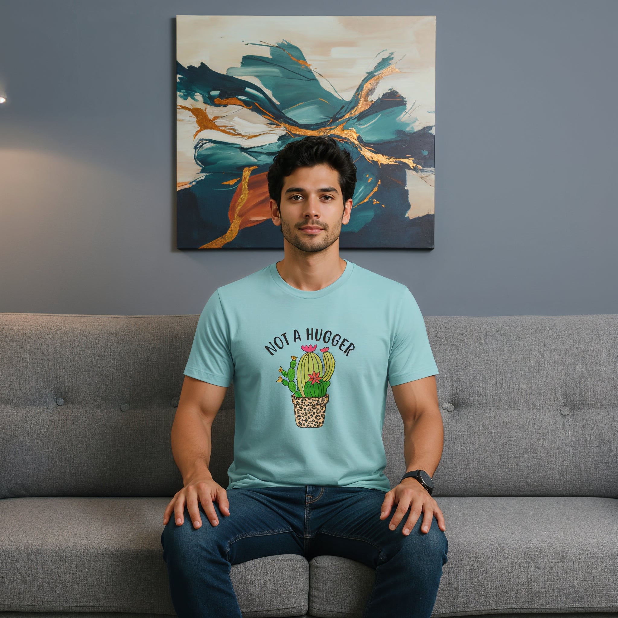 Men's Not A Hugger Sarcastic Quotes T-Shirt Secondary image