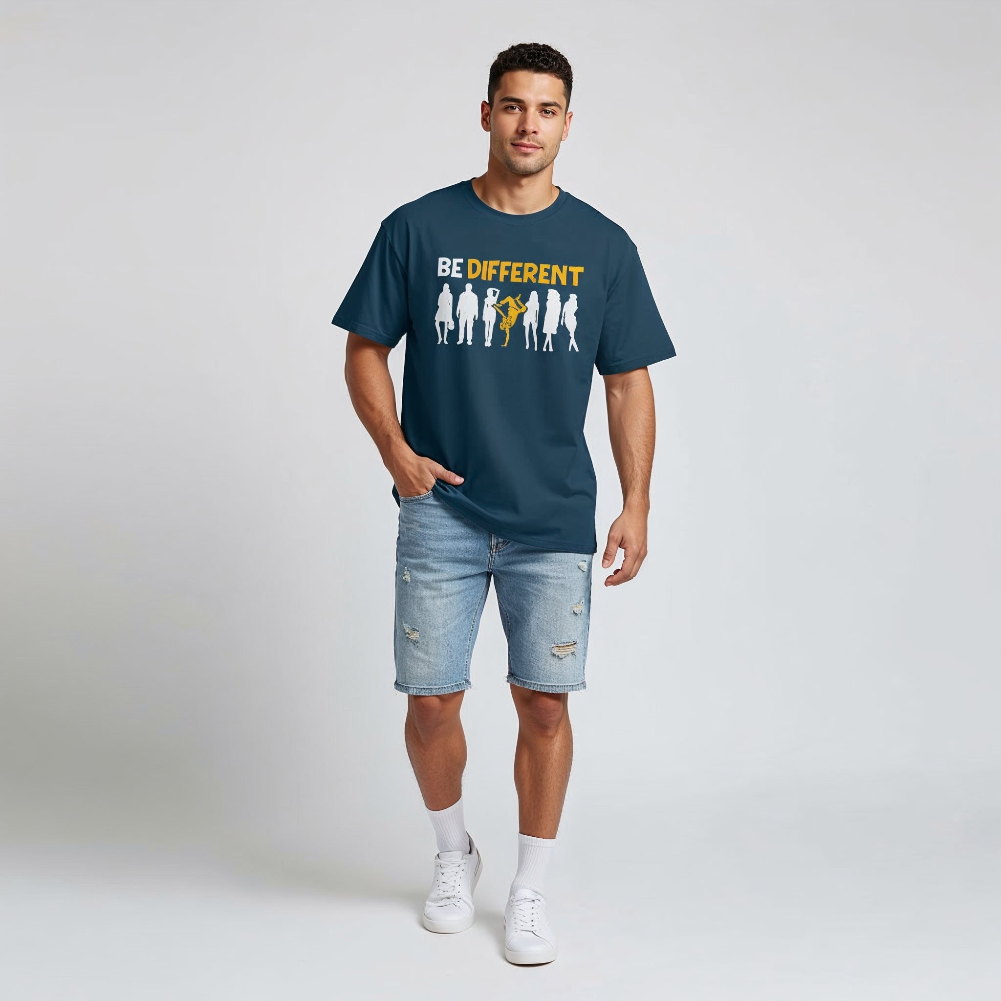 Men's Oversize T-Shirt BE DIFFERENT Graphic Design Print