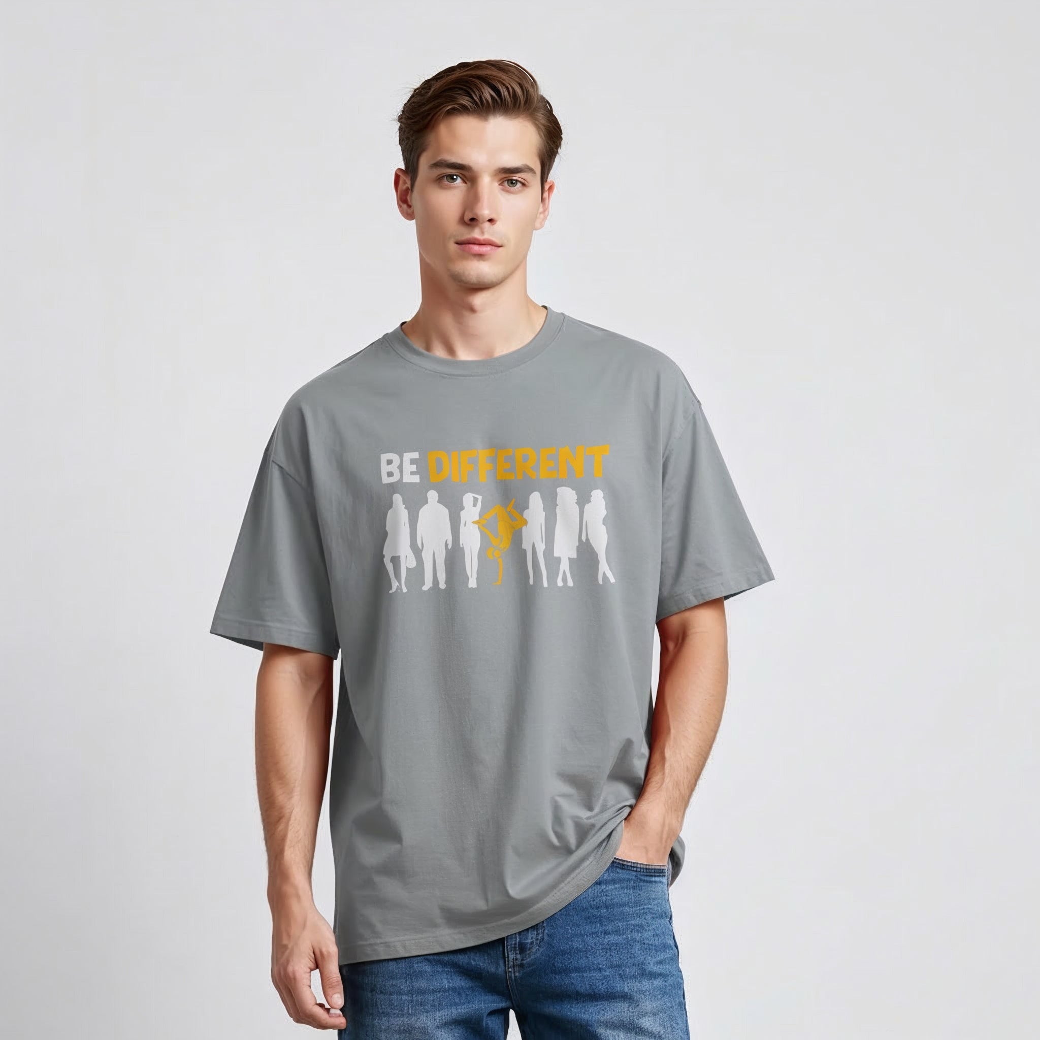Men's Oversize T-Shirt BE DIFFERENT Graphic Design Print