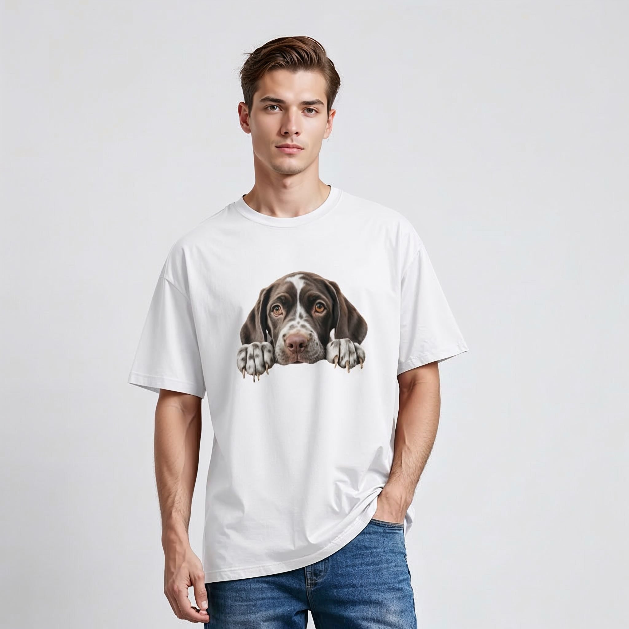Mens Oversize T-Shirt Peeping Dog Graphic Print Main image