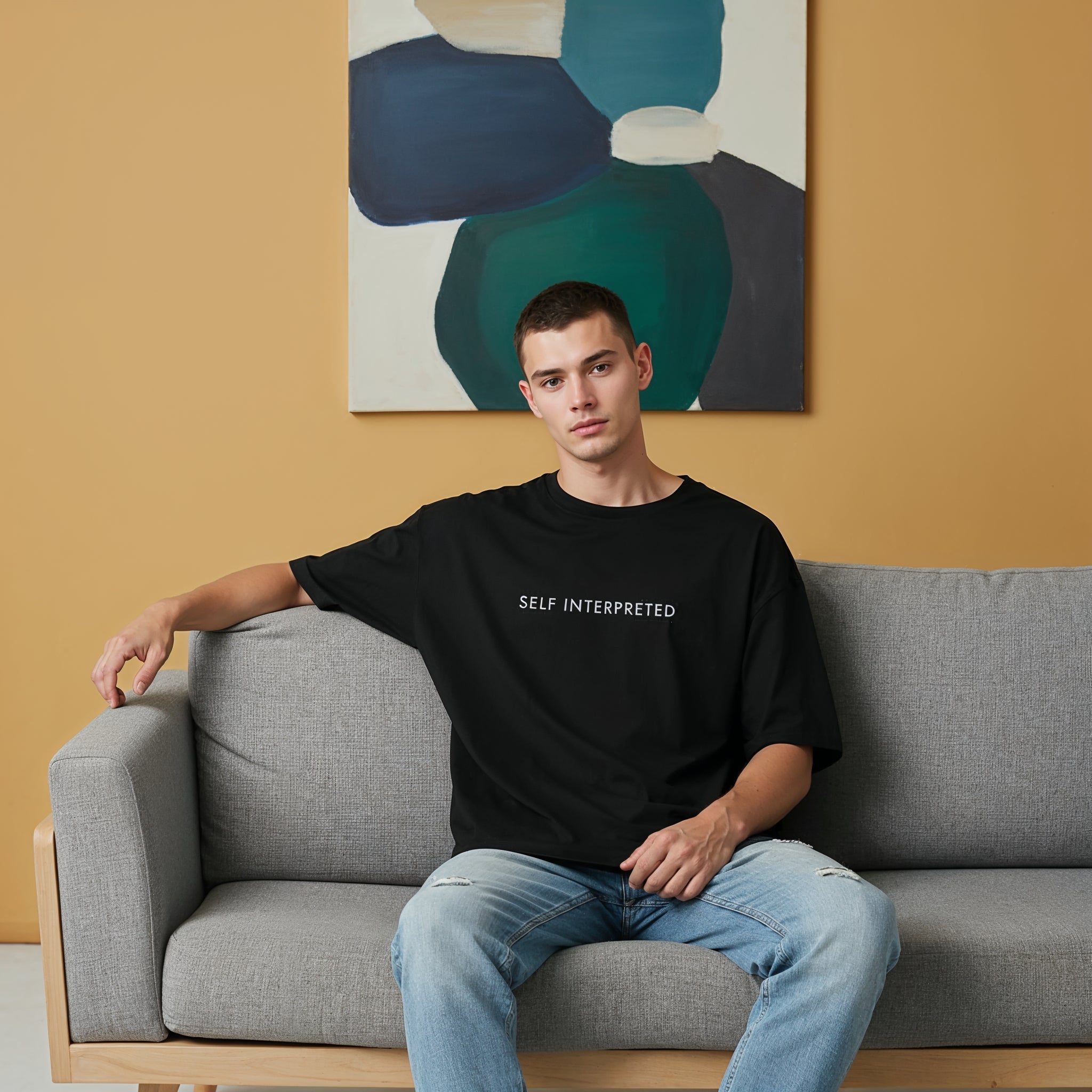 Men's Oversize T-Shirt SELF INTERPRETED Quote Print Secondary image