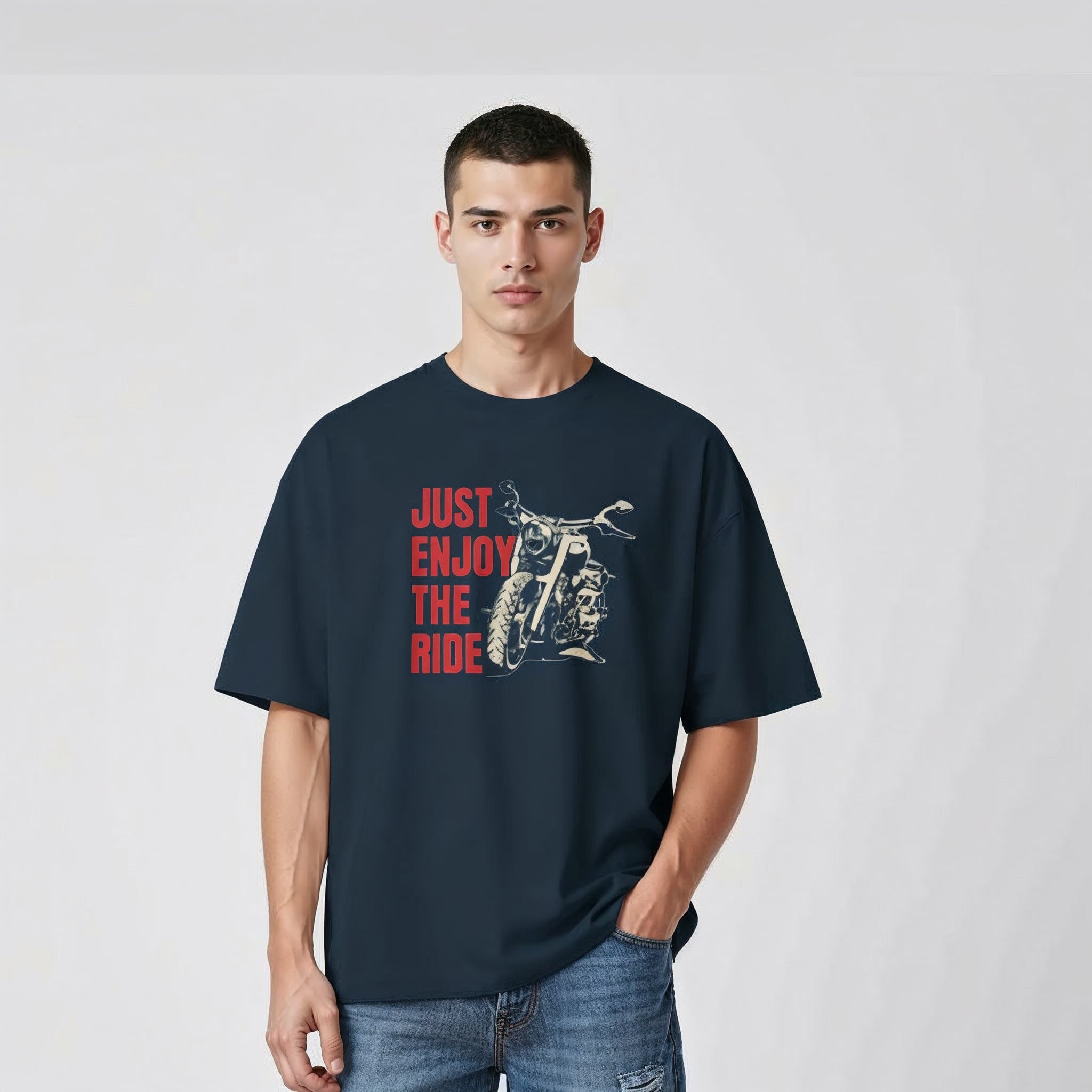 Men's Oversize T-Shirt JUST ENJOY THE RIDE Graphic Print
