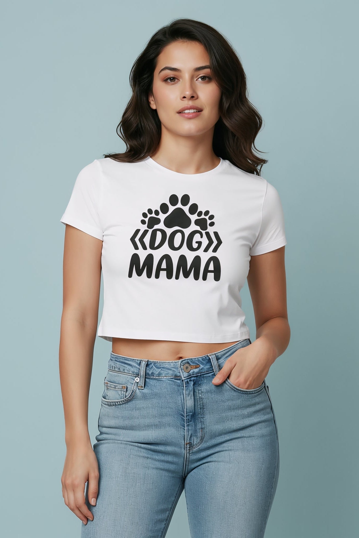 Women's Dog Mama Graphics Printed Crop Tops Secondary image