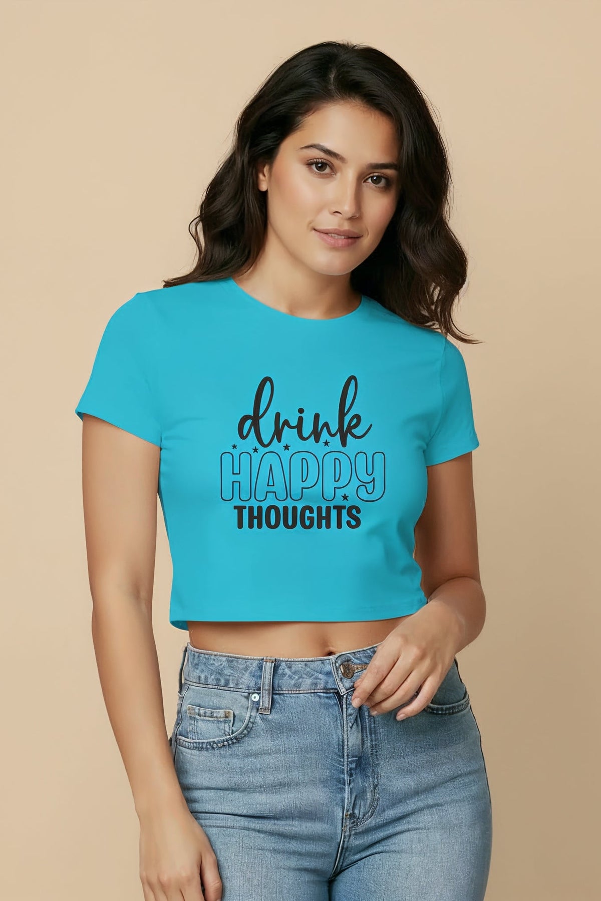 Women's Crop Top – Mood Pour_Sky Blue_1Creativeya.com