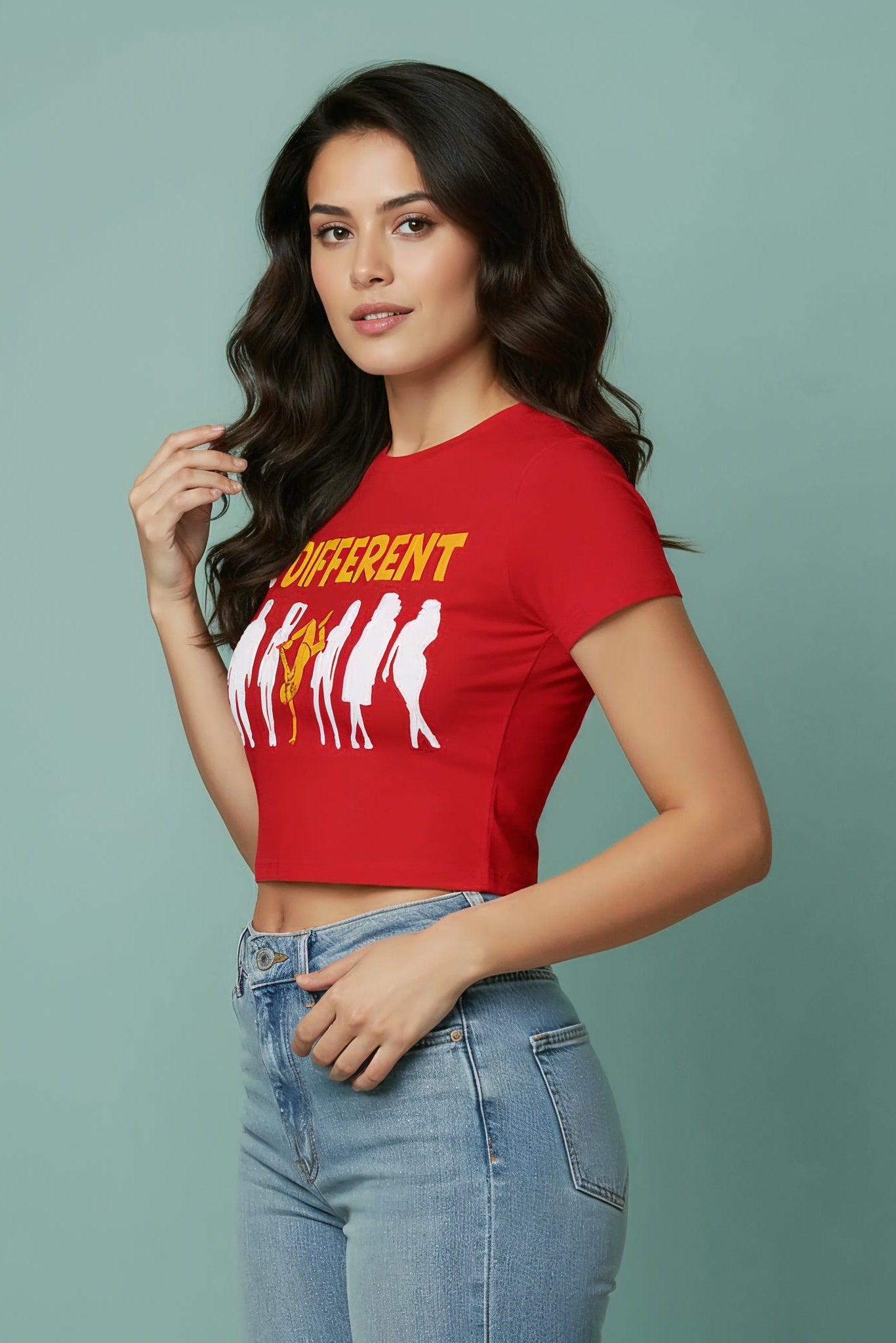 Women's Crop Top BE DIFFERENT Graphic Print Secondary image