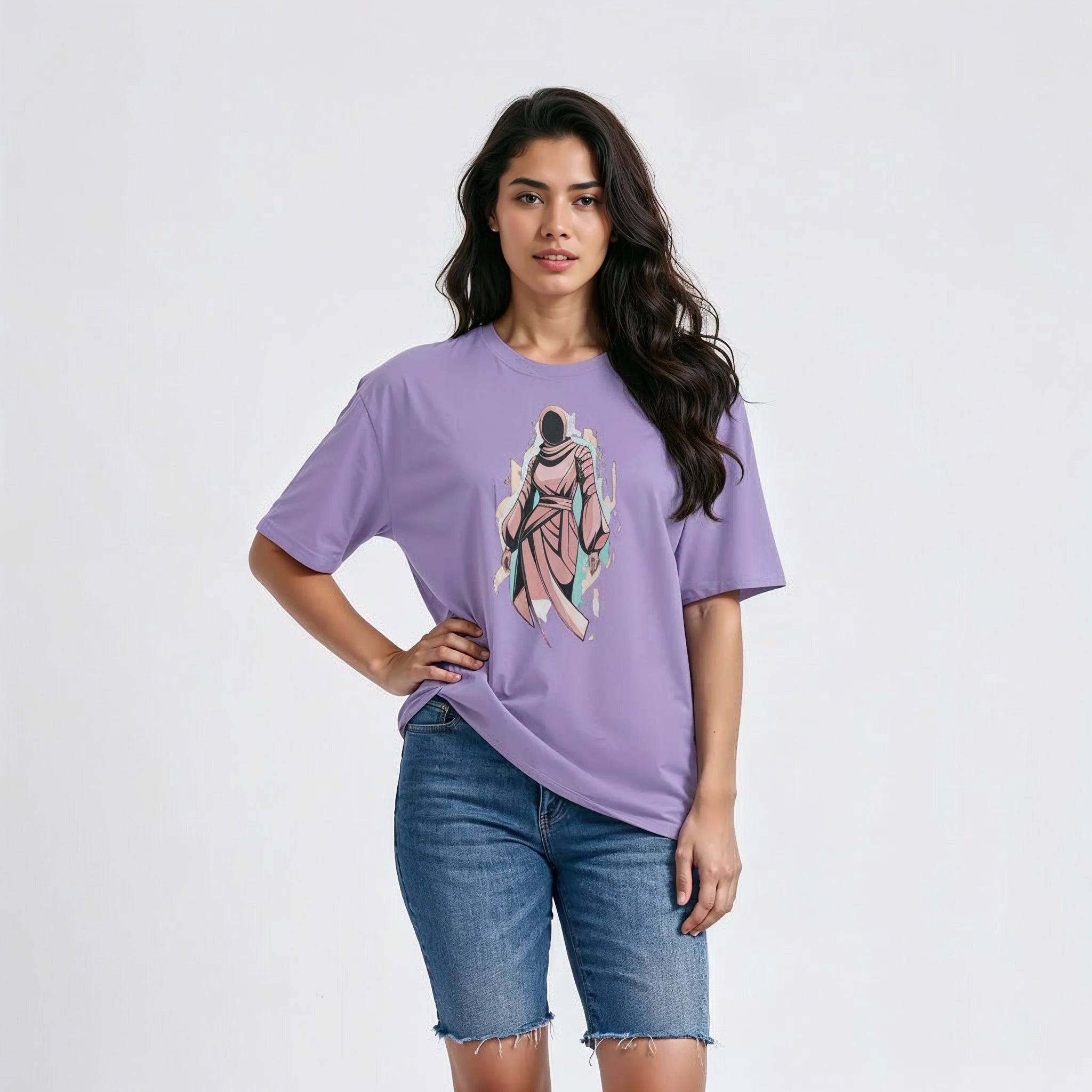 Women's Oversized T shirt with artistic graphic Print Secondary image