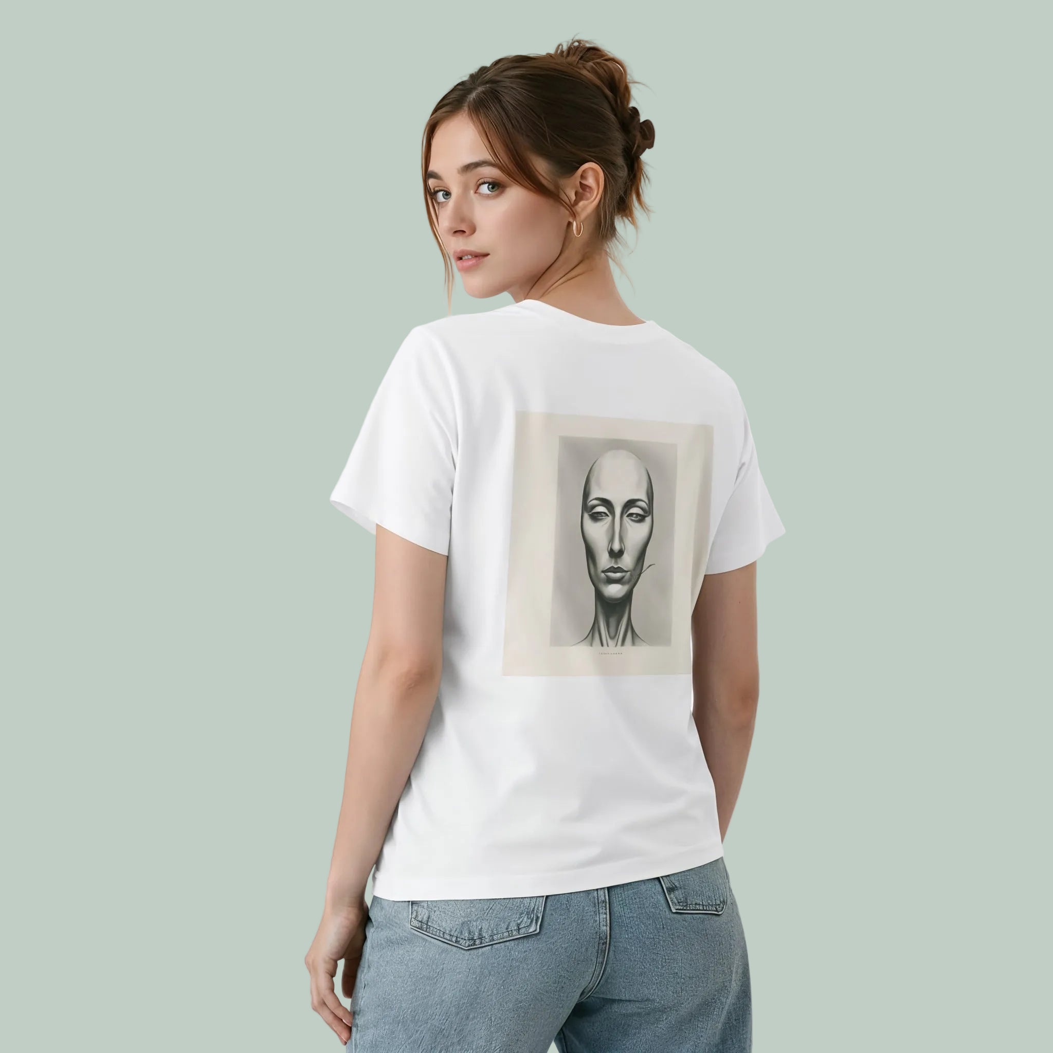 Women's Round Neck T-Shirt Silent Reverie Graphic Design Back Print Main image