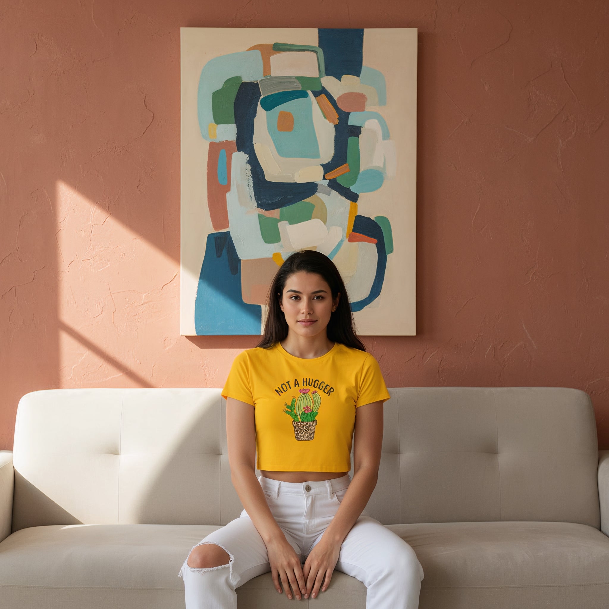 Women's Not A Hugger Sarcastic Quotes Crop Tops Secondary image