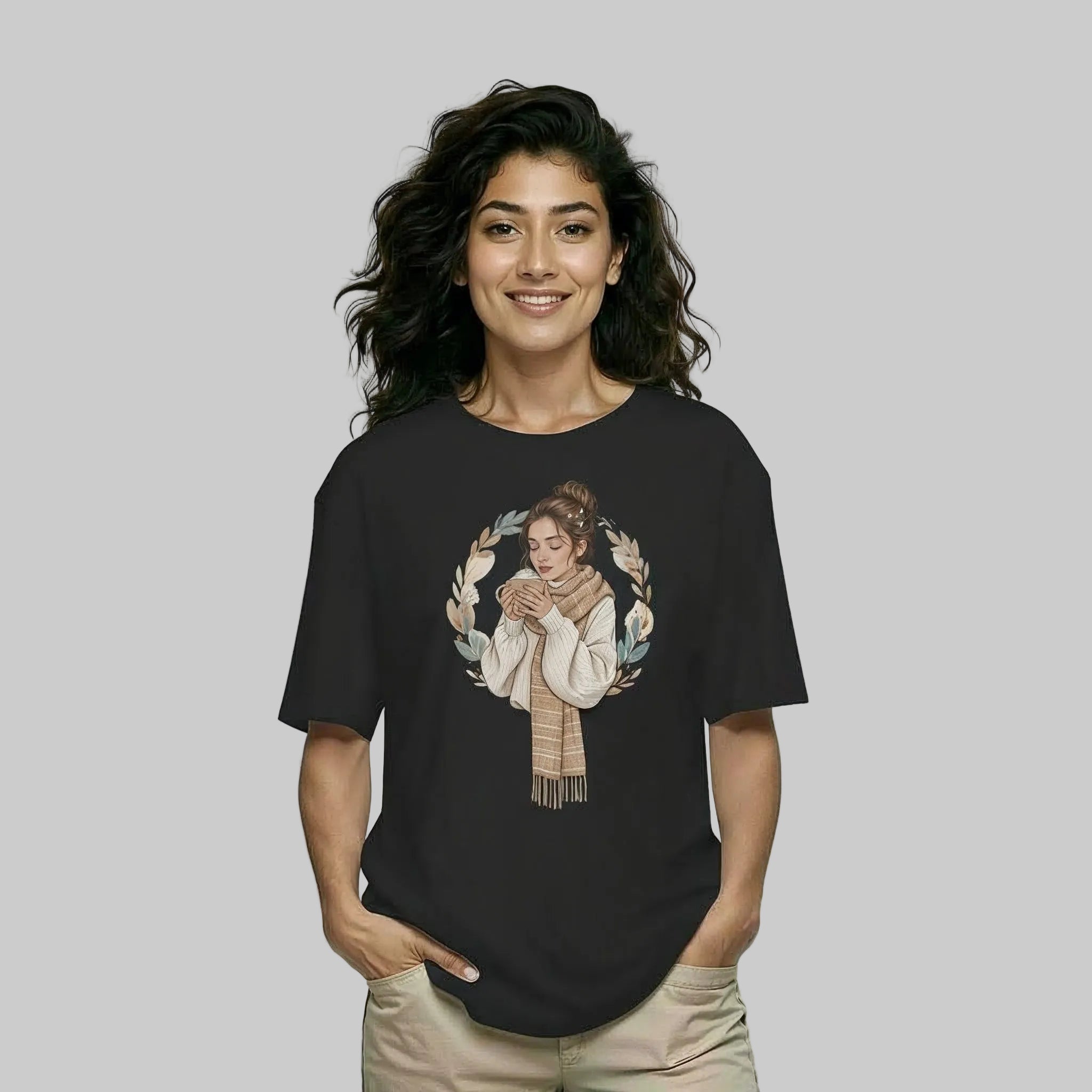 Women's Oversize Printed T shirt Cup of Calm Secondary image
