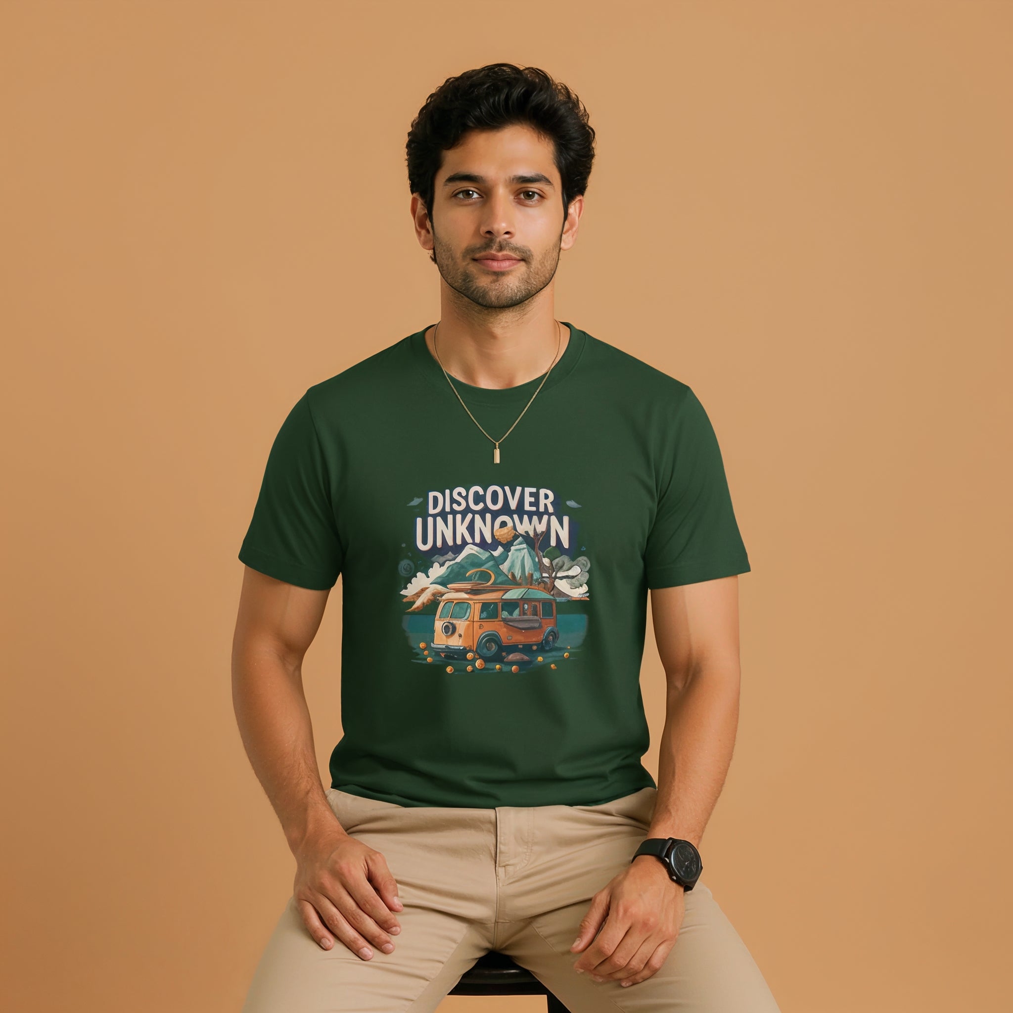 Men's Discover the Unknown Design Printed T-Shirt Secondary image