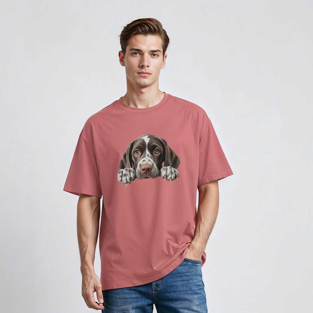 Mens Oversize T-Shirt Peeping Dog Graphic Print