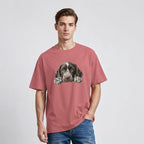Mens Oversize T-Shirt Peeping Dog Graphic Print