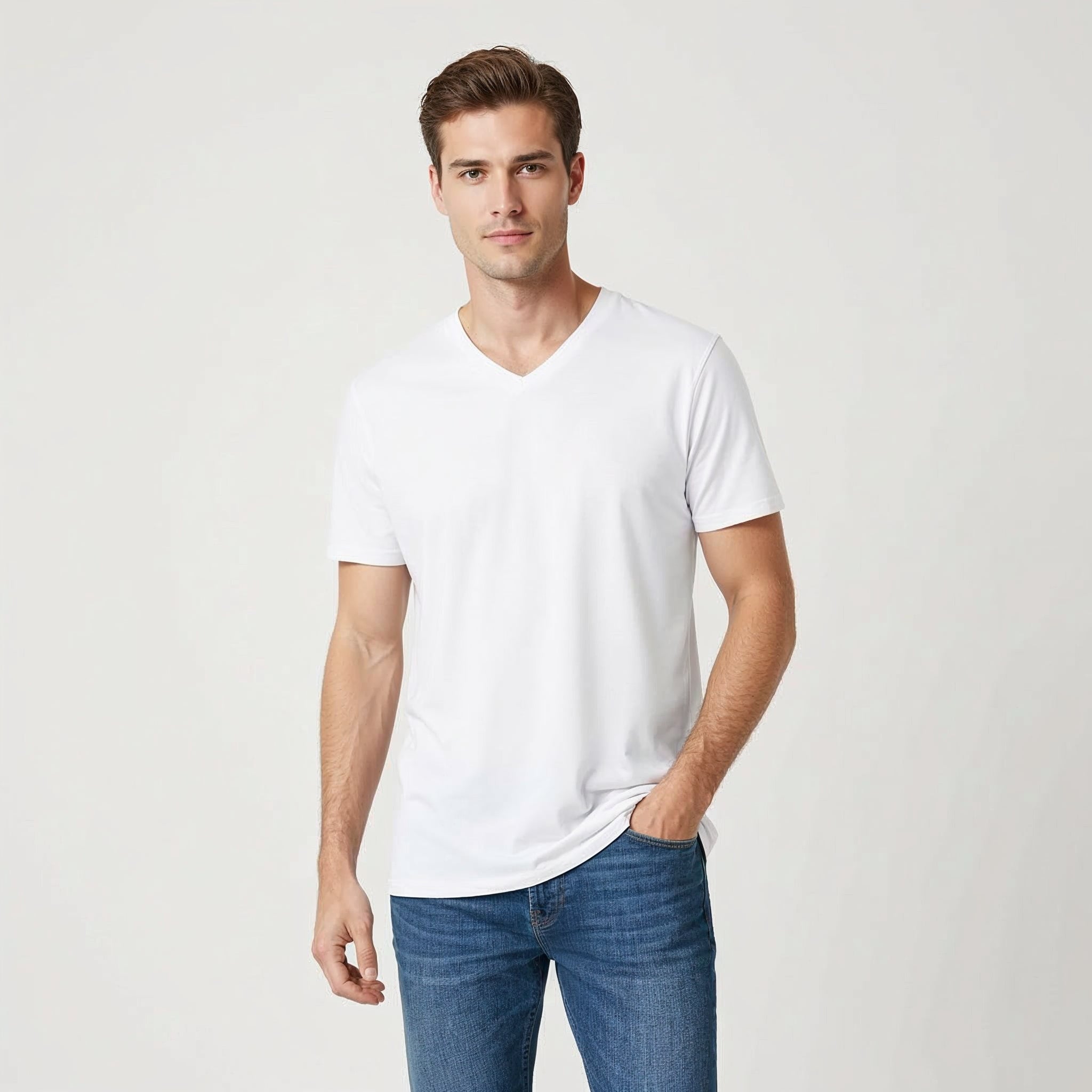 Men's V Neck T-Shirt Plain Secondary image