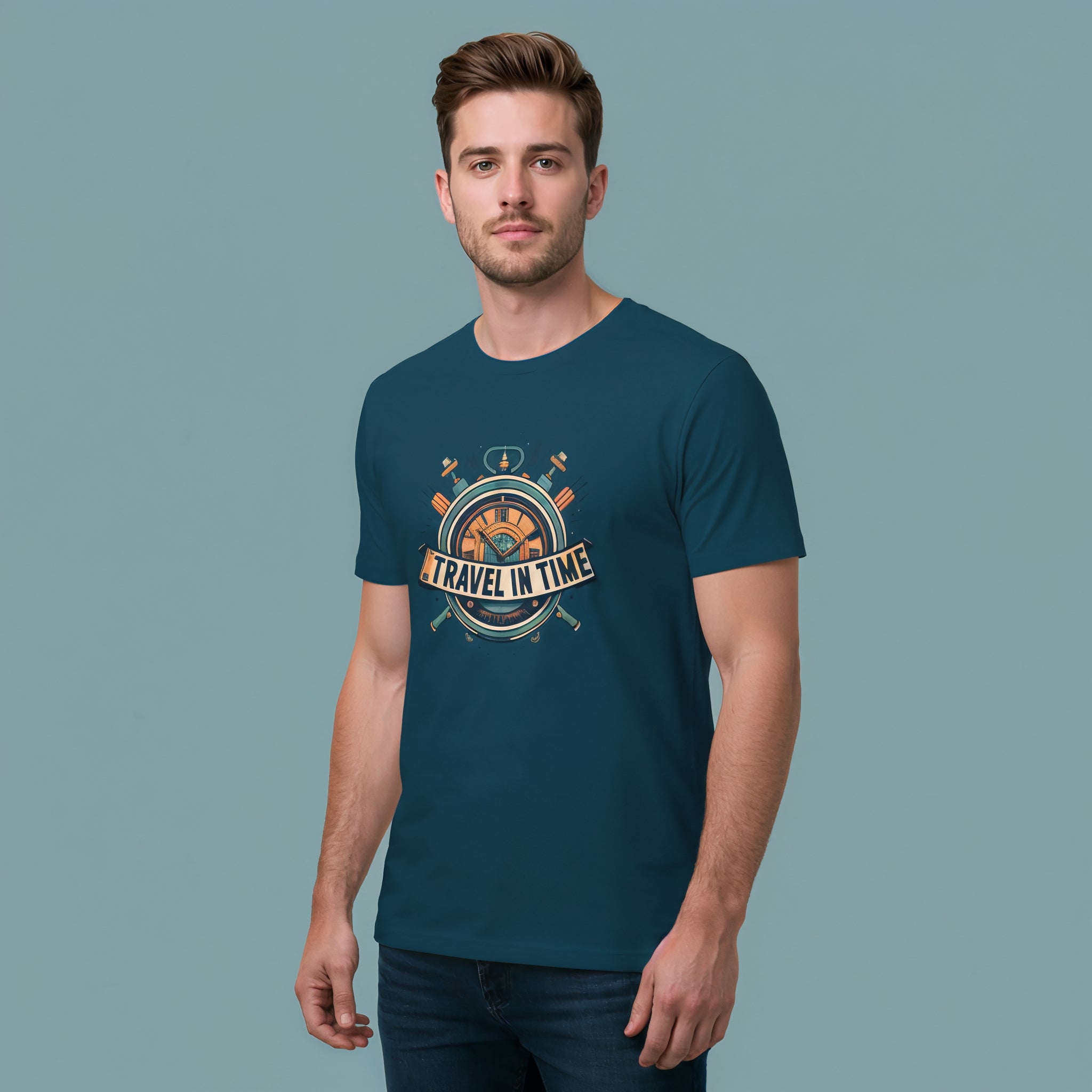 Men's Travel in Time Design Printed T-Shirt Main image