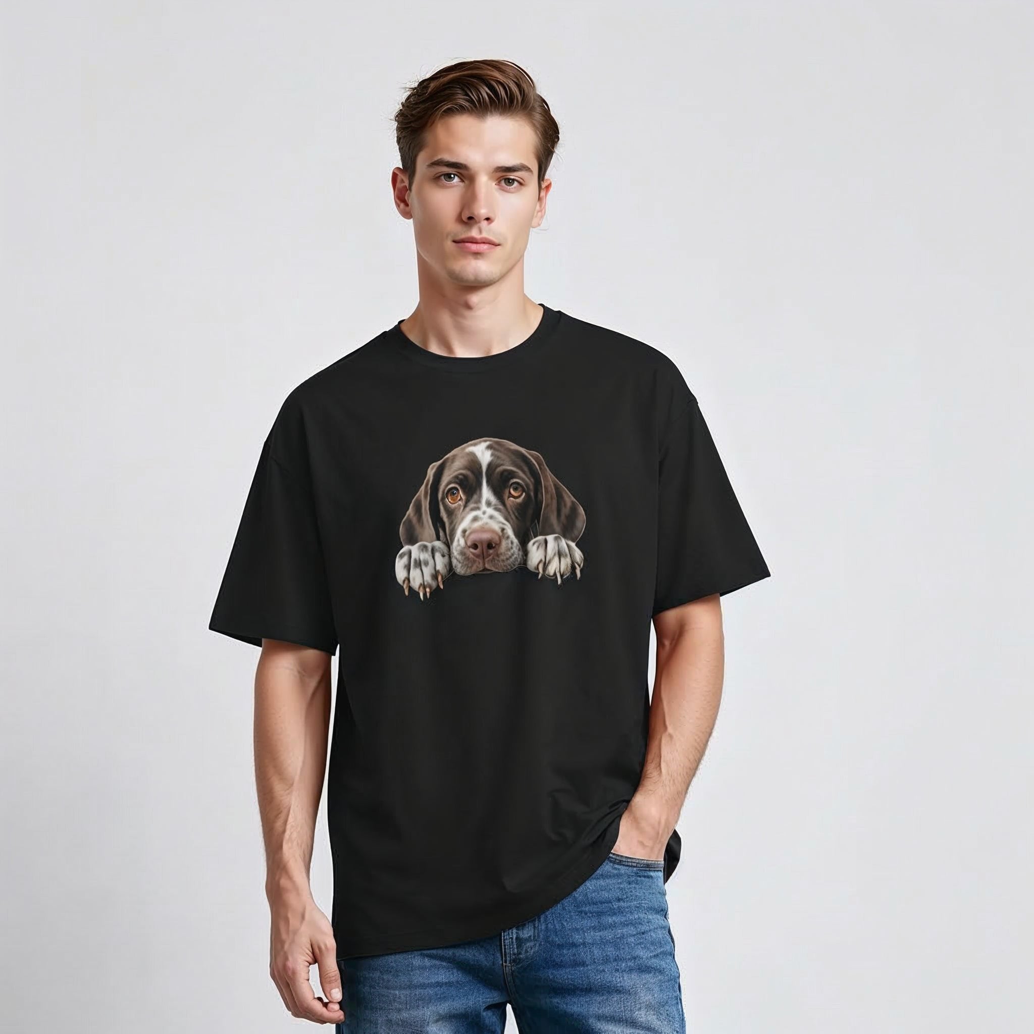 Mens Oversize T-Shirt Peeping Dog Graphic Print