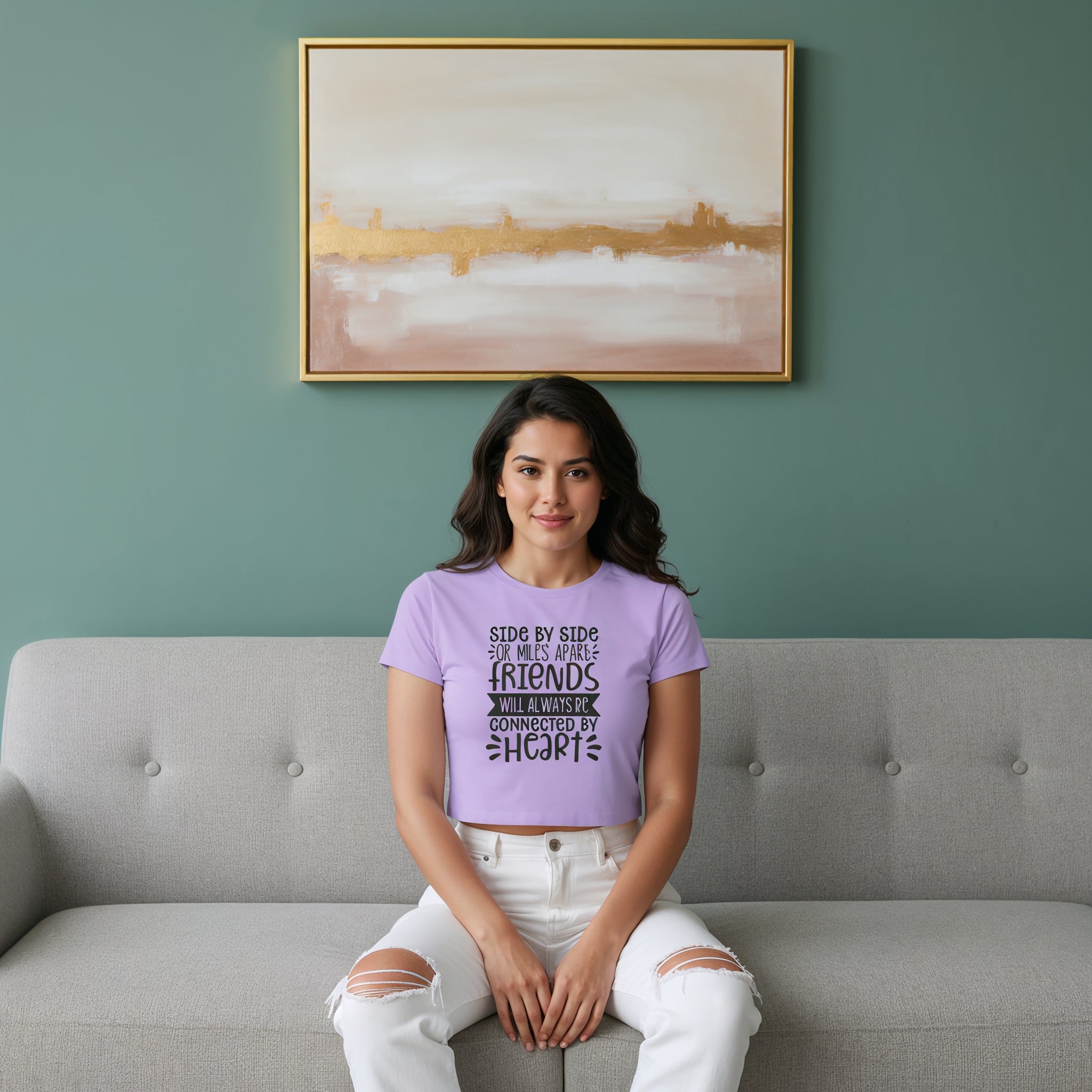 Women's Friendship Quote Printed Crop Tops Secondary image