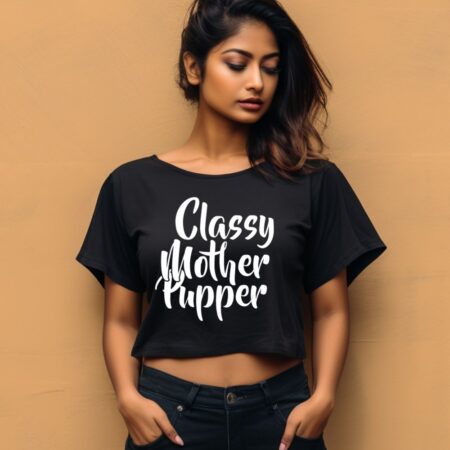 Women's Classy Mother Pupper Graphics Printed Crop Tops