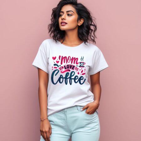 Women's Mom Loves Coffee Graphics Printed T-Shirt