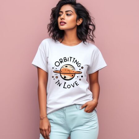 Women's Orbiting in Love Graphics Printed T-Shirt