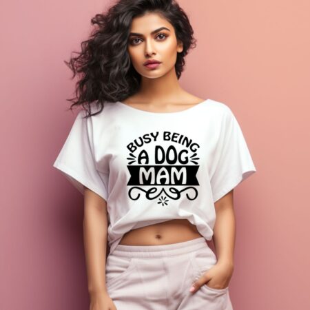 Women's Busy Being A Dog Mam Graphics Printed Oversized T-Shirt