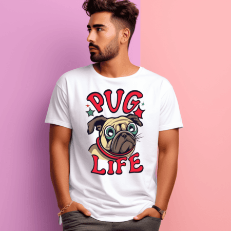 Men's Pug Life Design Printed T-Shirt