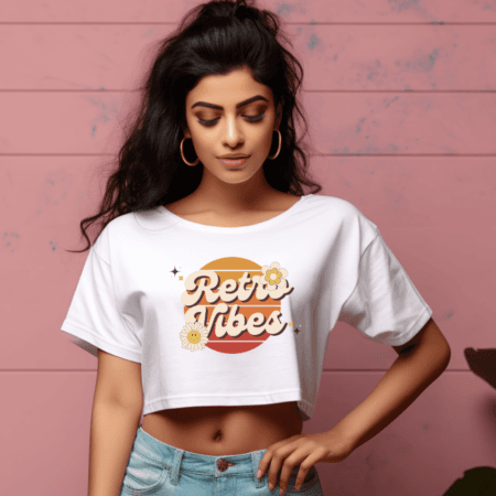 Women's Retro Vibes Graphics Printed Crop Top