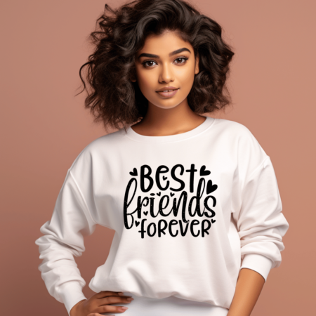 Women's Best Friends Forever Quote Printed Sweatshirt