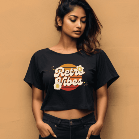 Women's Retro Vibes Graphics Printed Crop Top