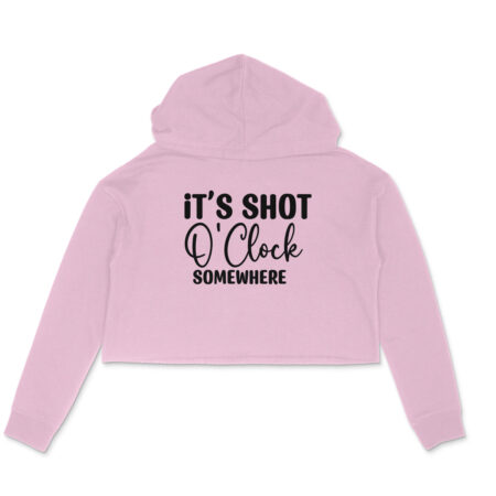 Women's It's Shot O' Clock Somewhere Graphics Printed Crop Hoodies