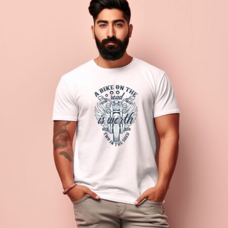 Men's A Bike On The Road Is Worth Design Printed T-Shirt