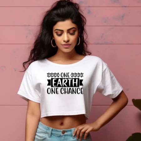 Women's One Earth One Chance Graphics Printed Crop Tops