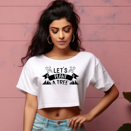 Women's Let's Plant A Tree Graphics Printed Crop Tops