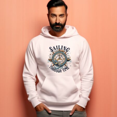 Men's Sailing Through Time Graphics Printed Hoodies