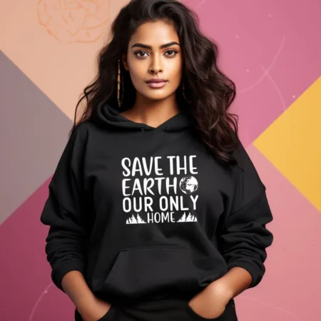 Women's Save The Earth Our Only Home Graphics Printed Hoodies