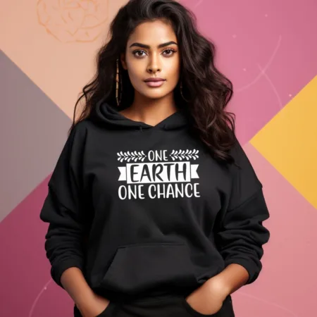 Women's One Earth One Chance Graphics Printed Hoodies