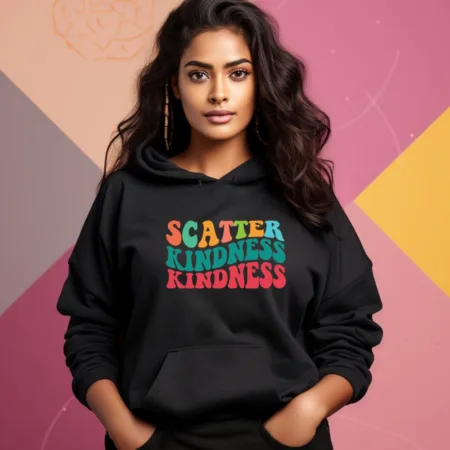 Women's Scatter Kindness Quote Printed Hoodies