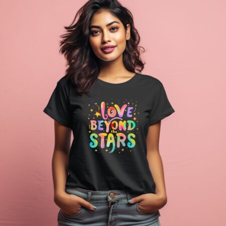 Women's Love Beyond Stars Graphics Printed T-Shirt