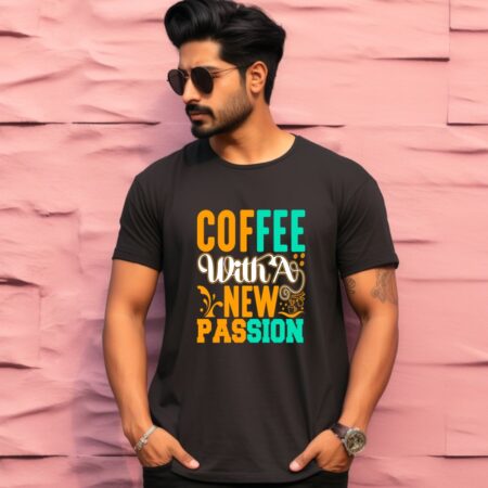 Men's Coffee with a New Passion Design Printed T-Shirt