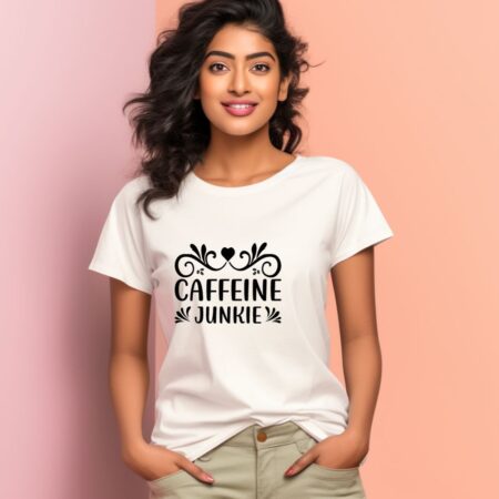 Women's Caffeine Junkie Graphics Printed T-Shirt